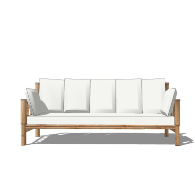 现代竹编户外沙发su模型
