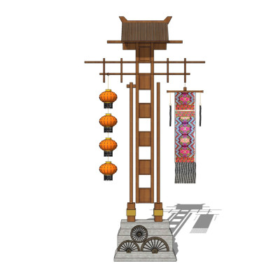 中式路灯景观灯su模型