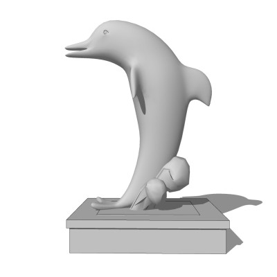 现代海豚雕塑小品su模型