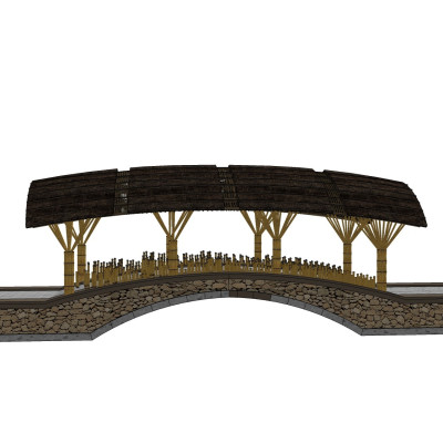 中式拱桥su模型