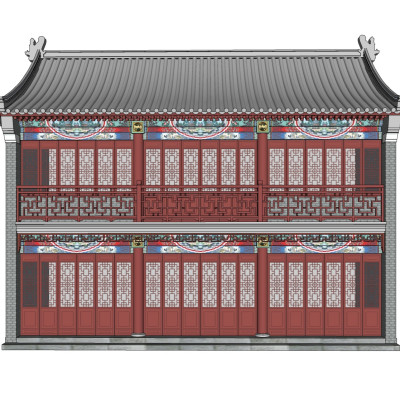 中式古建客栈su模型