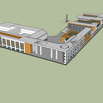 现代学校建筑外观su模型