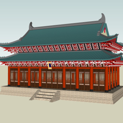 中式古建外观su模型