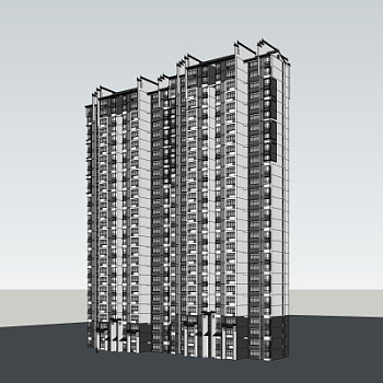 新中式高层公寓楼su模型