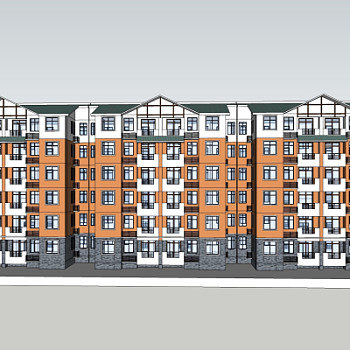 新中式公寓楼su模型