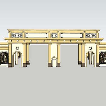 欧式小区入户门su模型