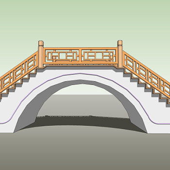中式石拱桥su模型