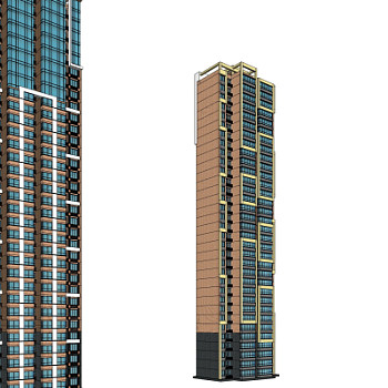 现代超高层公寓楼su模型