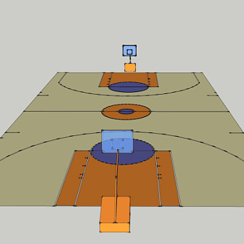 现代篮球场su模型