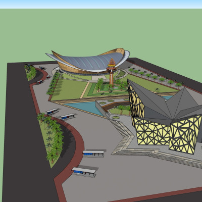 现代汽车站鸟瞰规划3d模型
