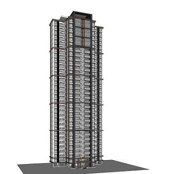 现代超高层公寓楼su模型