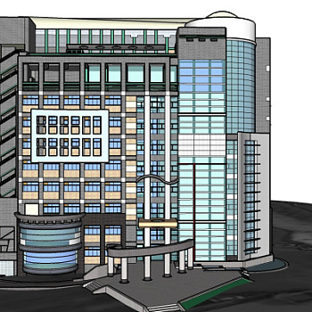 现代教学楼外观su模型