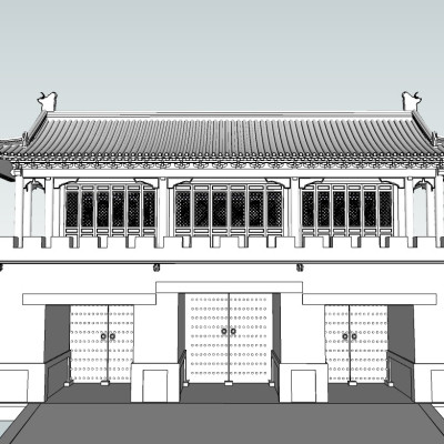 中式古建城门su模型