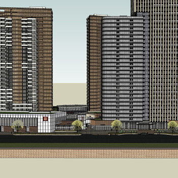 现代高层住宅外观su模型