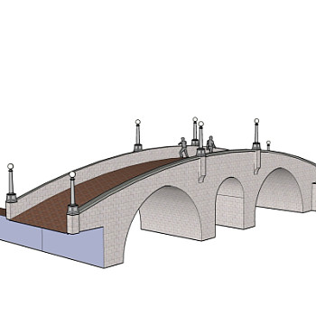 现代石拱桥免费su模型