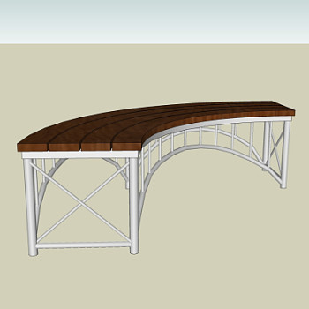 现代公园长凳su模型