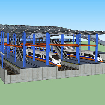 现代车站su模型
