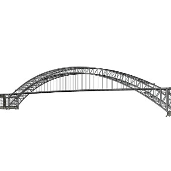 现代钢结构公路桥免费su模型