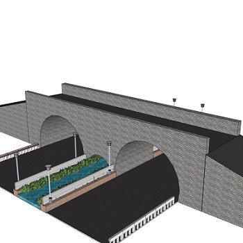 现代石拱桥免费su模型