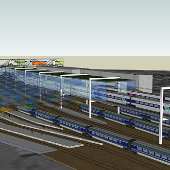 现代高铁站设计su模型