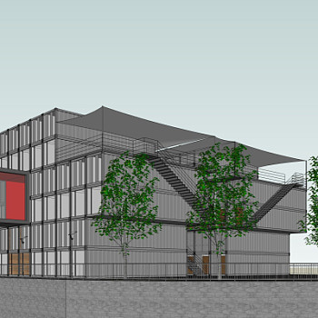 工业风集装箱办公楼su模型