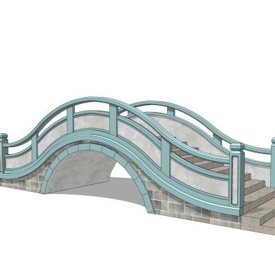 中式石拱桥免费su模型
