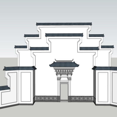 中式古建城楼su模型