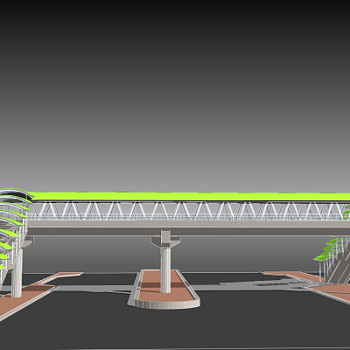 现代过街天桥免费su模型