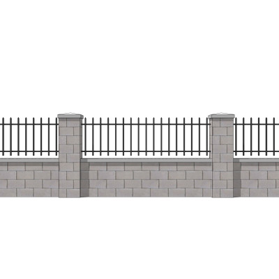 现代围墙栏杆su模型
