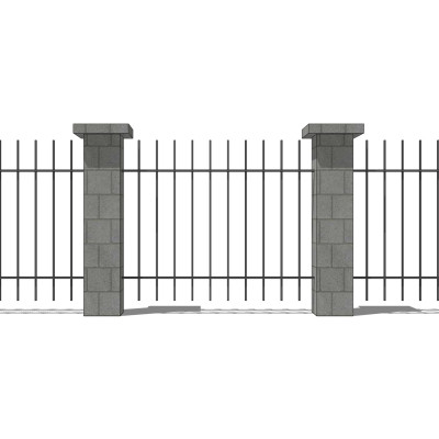 现代围墙栏杆su模型