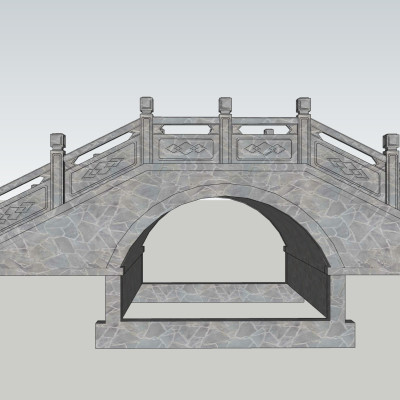 现代石拱桥免费su模型