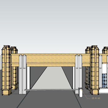 现代园林大门免费su模型