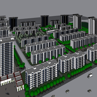 现代高层住宅鸟瞰规划su模型