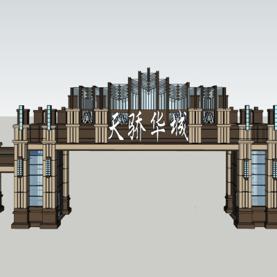 中式花园入口su模型