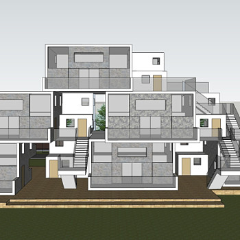现代盒子住宅外观su模型
