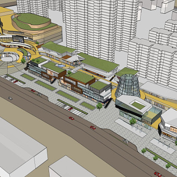 现代商业街鸟瞰规划su模型