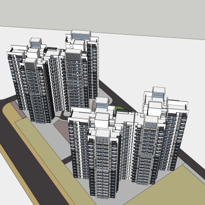 现代高层住宅鸟瞰规划su模型