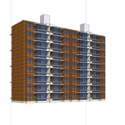 现代多层公寓楼su模型