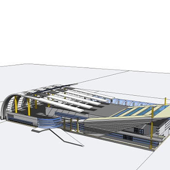 现代高铁站设计su模型