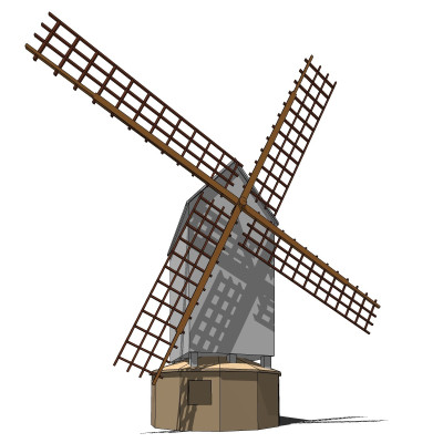 现代风车发电塔su模型