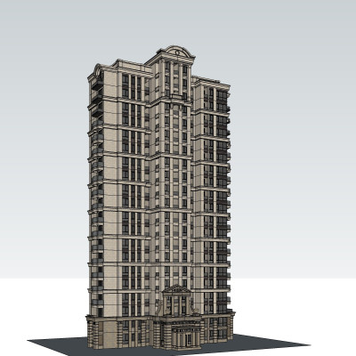 新古典高层公寓楼su模型