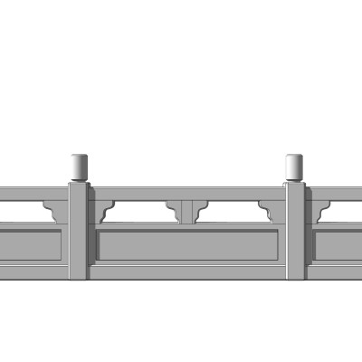 中式石头栏杆su模型