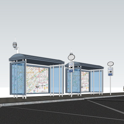 现代公交站su模型