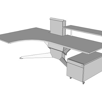 现代书桌电脑桌su模型