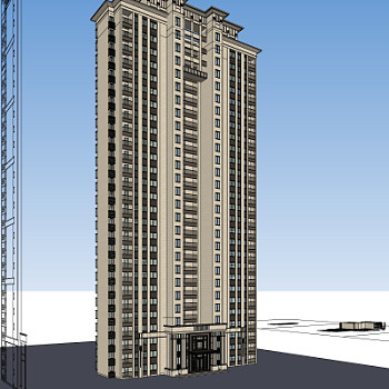 新古典高层公寓楼su模型