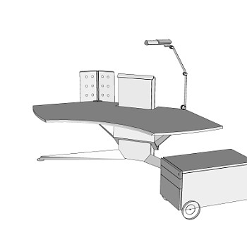 现代书桌电脑桌su模型