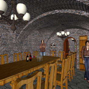 欧式地下酒窖品酒室su模型