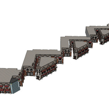 欧式沿街商业建筑su模型