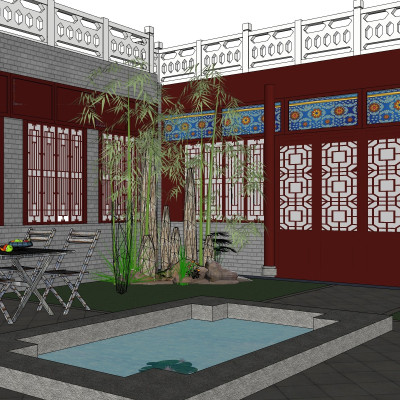 中式庭院su模型