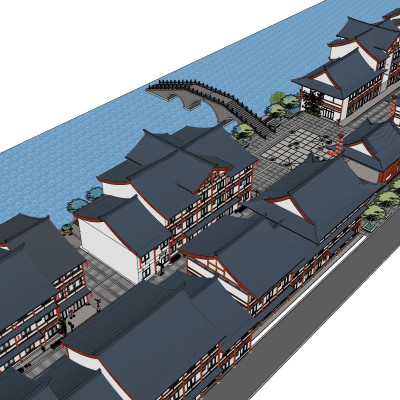 中式商业街su模型